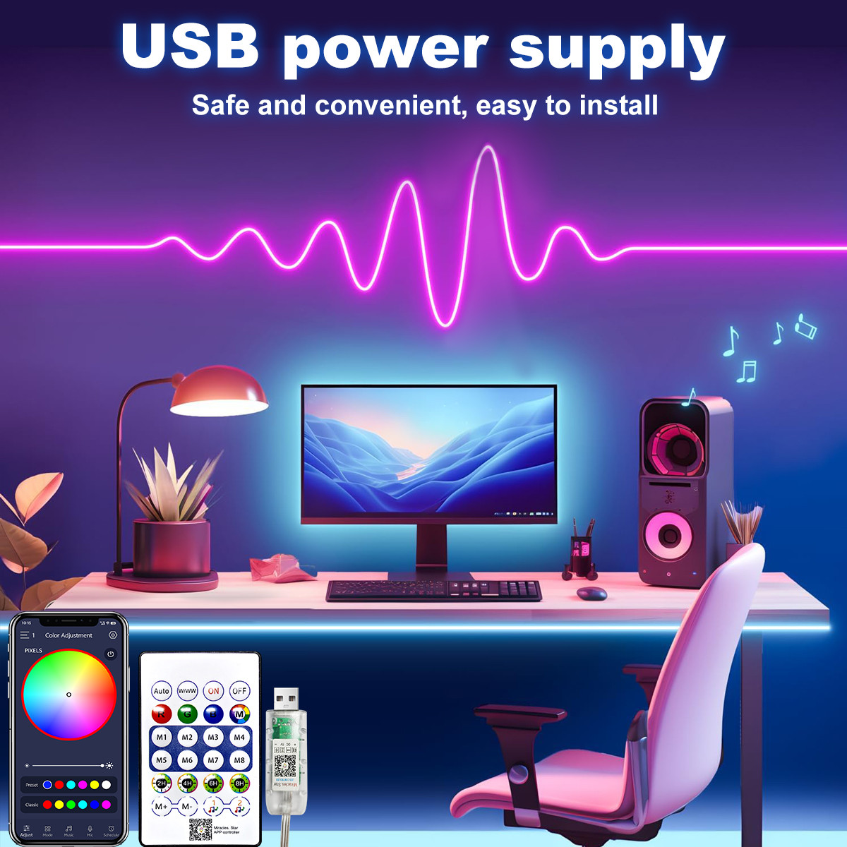 FITA DE LUZ LED RGB‑ PARA DECORAÇÃO - Imagem 3
